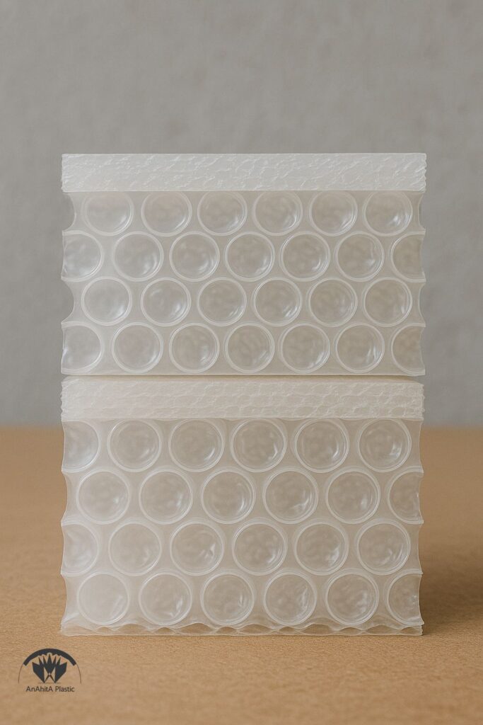 برش مقطعی نایلون حبابدار 2 لایه و نایلون حبابدار سه‌لایه