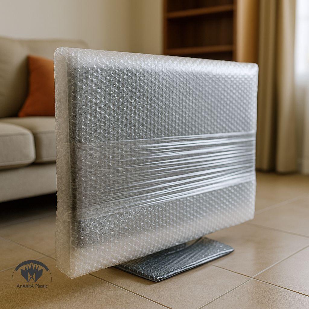 محافظت از تلویزیون و مانیتور با نایلون حبابدار اسباب کشی و استرچ