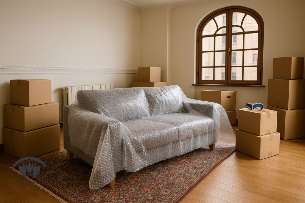 نایلون حبابدار اسباب کشی بسته بندی مبل در منزل ایران گون