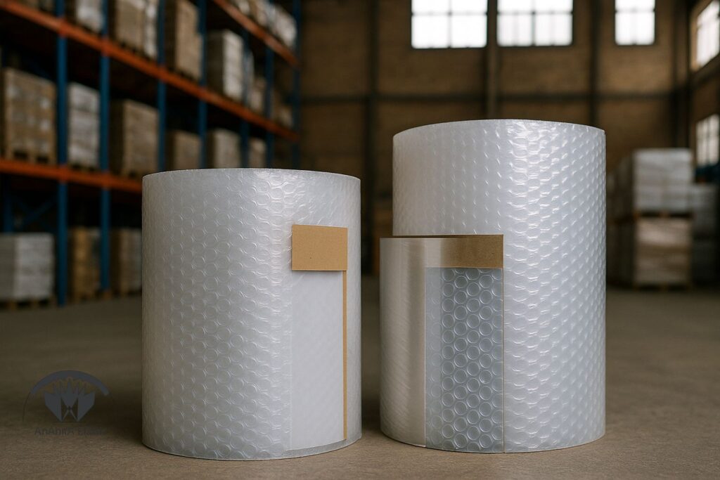 پلاستیک حبابدار چیست مقایسه رول 2 لایه و 3 لایه در انبار صنعتی