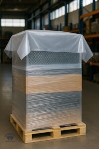 کاربرد فیلم استرچ به همراه تاپ شیت نایلون عریض برای محافظت از گرد و غبار