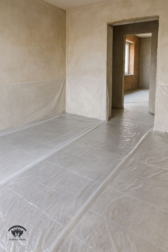 کاربرد پلاستیک عریض در پروژه ساختمانی به عنوان کاور کف و دیوار