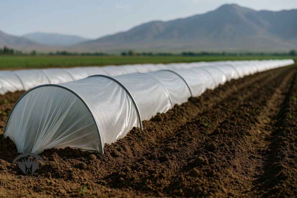 تونل کم ارتفاع با نایلون کشاورزی سبک در مزرعه ایران گونه