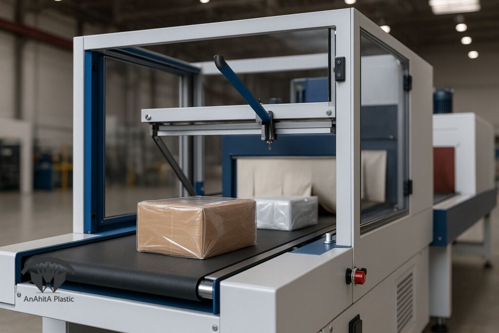 خط تمام اتومات دستگاه شیرینگ پک ساید سیلر با تونل طولی