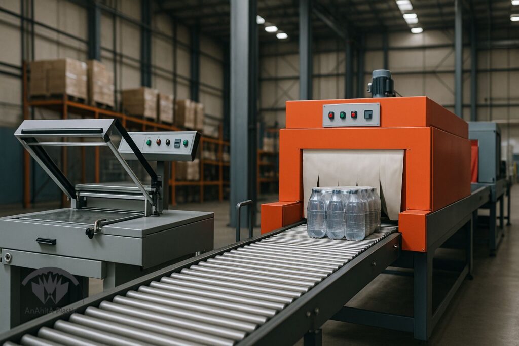 خط شیرینگ صنعتی L-Sealer و تونل شیرینگ با کانوایر