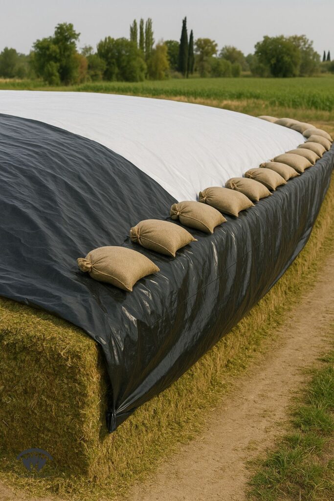 لایه زیرین چسبنده سیلویی روی سطح علوفه برای حذف فضای هوایی