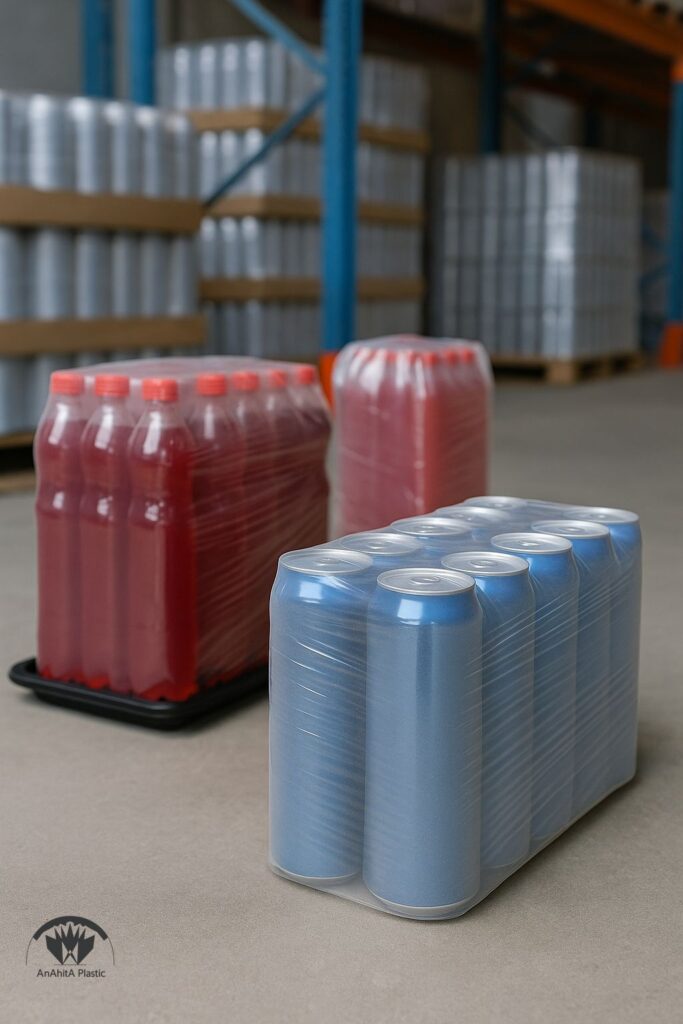 نایلون شیرینگ روی سینی و بسته های بدون سینی با درز محکم و ظاهر صاف