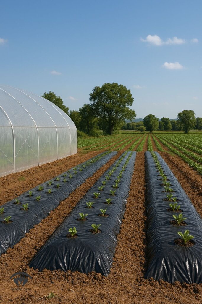 نایلون گلخانه ای دفیوز با ضد شبنم روی سازه قوسی