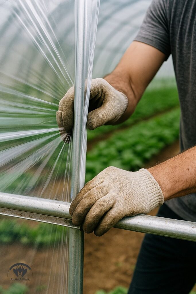نکته های نصب نایلون گلخانه ای قفل لبه، کشش یکنواخت و تمیزکاری سازه