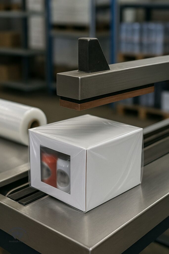 کلوزآپ سیلر L در دستگاه شیرینگ پک و درز تمیز روی بسته