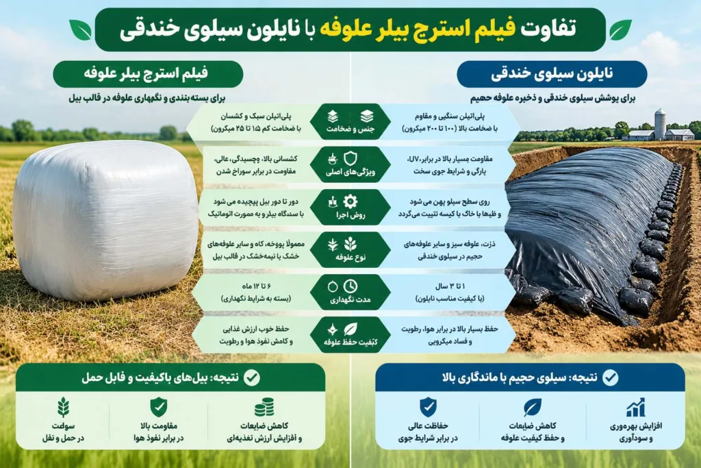 تفاوت فیلم استرچ سیلاژ علوفه با نایلون سیلوی خدنقی